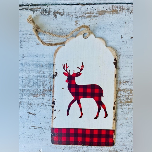 *Distressed Metal Buffalo Check Deer Hanging Tag - Picture 11 of 13